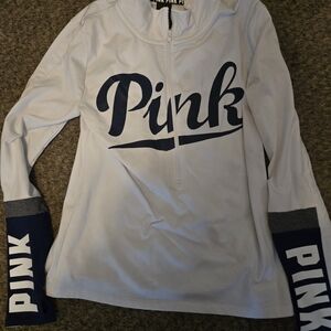 PINK Victoria's Secret White Hoodie with Black Accents